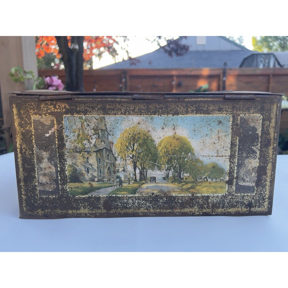 Primitive Antique 1909 Advertising Tin Mohawk Valley Canajoharie NY 11x12 Rustic